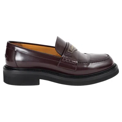 Pre-owned Dior Christian  Deep Amarant Marroon Leather Boy Loafers Shoes 35.5 Fit 36 In Black