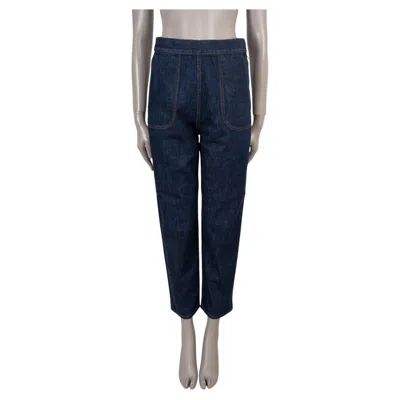 Pre-owned Dior Christian  Deep Blue Cotton 2022 8 D06 Straight Jeans Pants 38 S