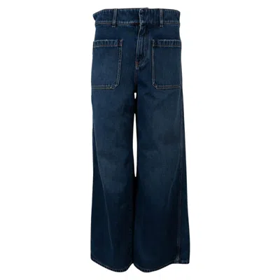 Pre-owned Dior Christian  Deep Blue Cotton Denim Coutrure Flared Jeans Pants 36 Xs