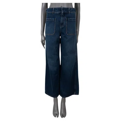 Pre-owned Dior Christian  Deep Blue Cotton Denim Coutrure Flared Jeans Pants 36 Xs