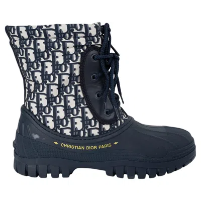 Pre-owned Dior Christian  Deep Blue Nylon 2020 D-venture Rain Bootsshoes 38.5