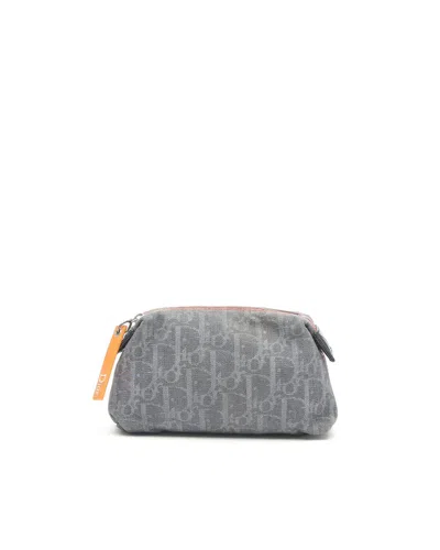 Dior Christian  Denim Toiletry Pouch In Gray