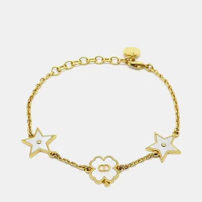 Pre-owned Dior Christian  Destiny Gold Mother Of Pearl Bracelet