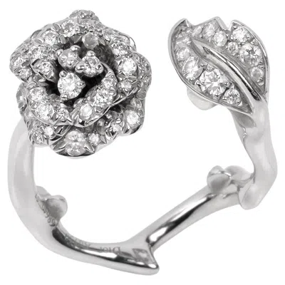 Pre-owned Dior Christian  Diamond 18ct White Gold Small Rose Bagatelle Ring