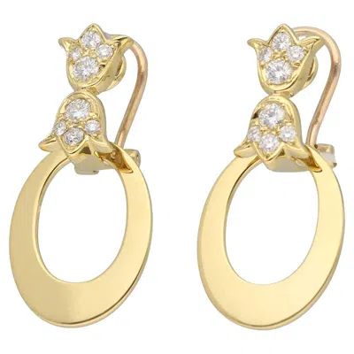 Pre-owned Dior Christian  Diamond Design Earrings In 18k Yellow Gold