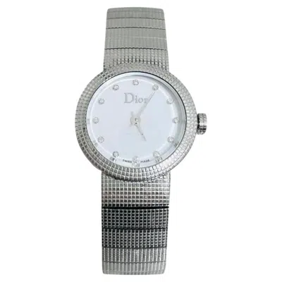 Pre-owned Dior Christian  Diamond Dot Dial Baby D Watch Mother Of Pearl Dial With Diamond In Multi