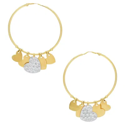 Pre-owned Dior Christian  Diamond Heart Pendant Hoop Earrings In Multi