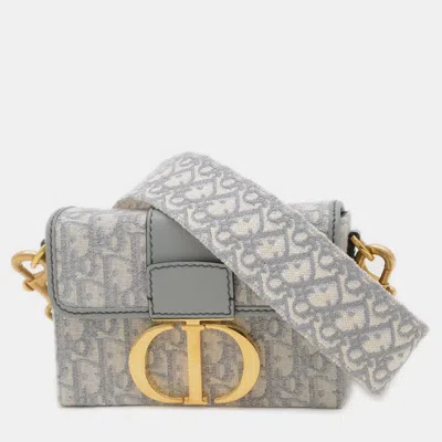 Pre-owned Dior Christian   30 Handbag Montaigne Oblique Shoulder Bag Jacquard Gray