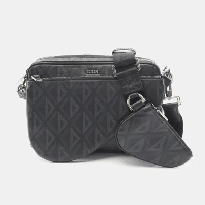 Pre-owned Dior Christian   Cd Diamond Shoulder Bag Coated Canvas And Leather Black