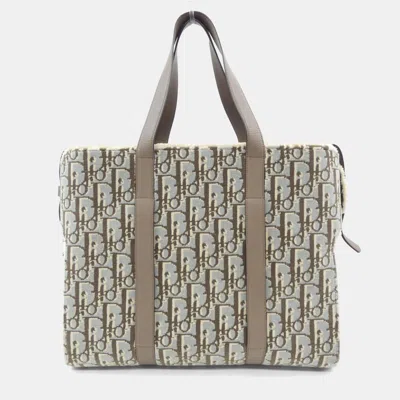 Pre-owned Dior Christian   Colore House Of Limited Edition Beige/brown Cotton Leather Handbag In Sand