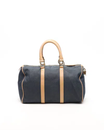 Dior Christian   Denim Boston Bag In Blue