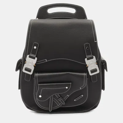 Pre-owned Dior Christian   Gallop Backpack Maxi Grained Calfskin Leather Black