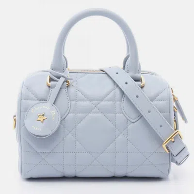 Pre-owned Dior Christian   Groove 20 Macrocannage Handbag Leather Blue