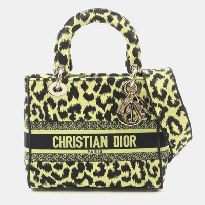 Pre-owned Dior Christian   Lady D-lite Medium Handbag Canvas Green Black