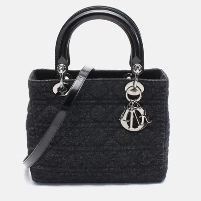 Pre-owned Dior Christian   Lady  Lady Handbag Denim Leather Black