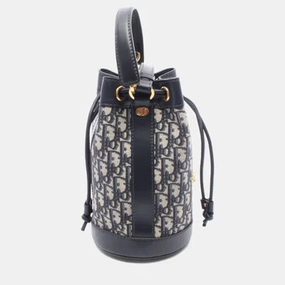 Pre-owned Dior Christian   Oblique Backpack Canvas And Leather Navy/gray In Blue