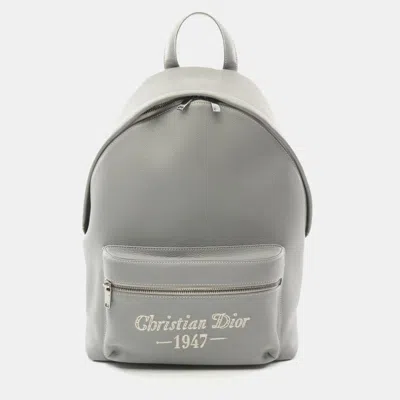Pre-owned Dior Christian   Rider Backpack Leather Grey In Gray