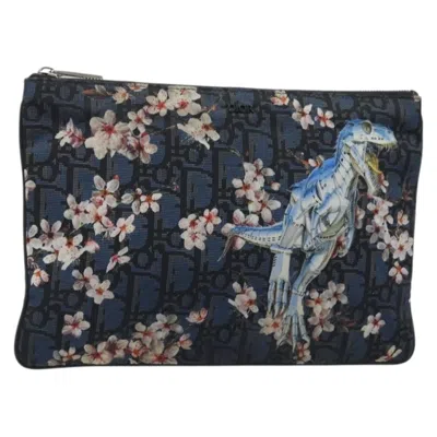 Pre-owned Dior Christian  Ama Clutch Satin Navy Canvas Clutche & Pouche Bag () In Blue