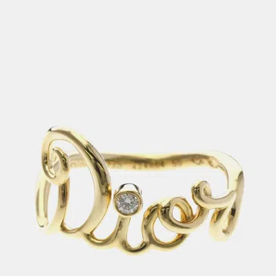 Pre-owned Dior Christian  Amour Yellow Gold (18k) Fashion Diamond Band Ring Gold Eu 50