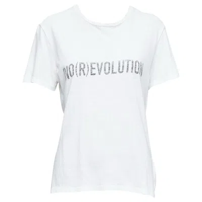 Pre-owned Dior Christian  Dio(r)evolution Cream Grey Cotton Linen Washed White Tshirt S