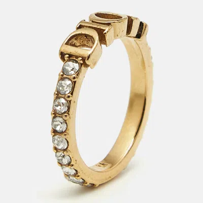 Pre-owned Dior Christian  Dio(r)evolution Crystals Gold Tone Ring Size 52