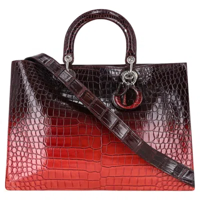 Pre-owned Dior Christian  Issimo Crocodile Skin Ombre Tote Bag In Black