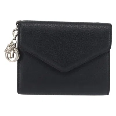 Pre-owned Dior Christian  Issimo Envelope Wallet Leather Navy Leather Wallets Accessory () In Blue