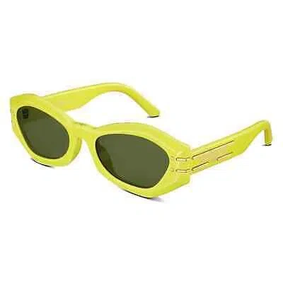 Pre-owned Dior Christian  Signature B1u 66c Yellow Gold Green Lens Women Sunglasses