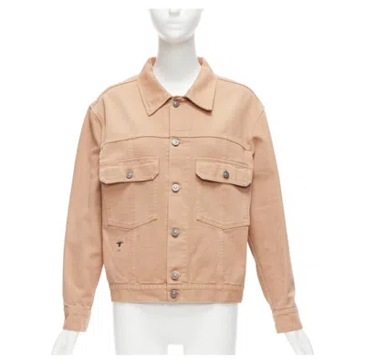 Pre-owned Dior Christian  Dirty Peach Denim Cd Bee Logo Boxy Trucker Jacket Fr36 S In Beige