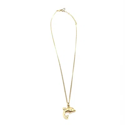 Pre-owned Dior Christian  Dolphin Motif Rhinestone Gold Plated Women's Necklace ()