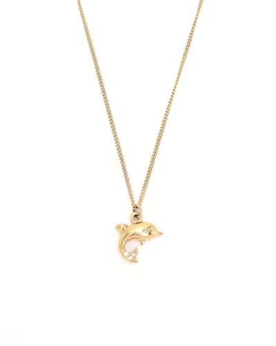 Dior Christian  Dolphin Rhinestone Necklace In Burgundy
