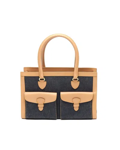 Dior Christian  Double Pocket Denim Tote Bag In Black
