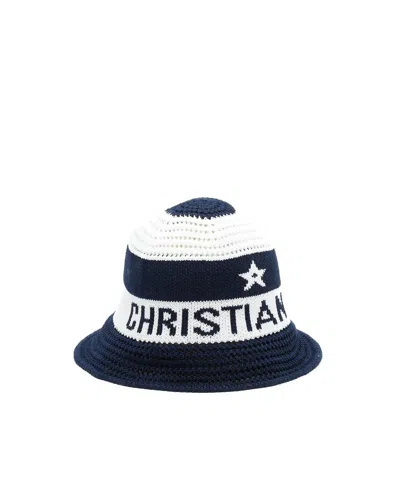 Dior Christian  D-tulipe Cloche Knit Hat In Blue