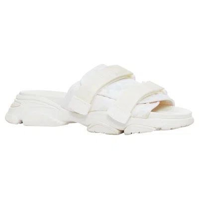 Pre-owned Dior Christian  D-wander Cream Cd Logo Chunky Technical Slides Eu38 In White