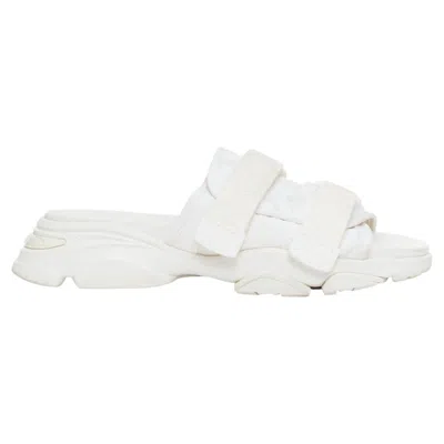 Pre-owned Dior Christian  D-wander Cream Cd Logo Chunky Technical Slides Eu38 In White
