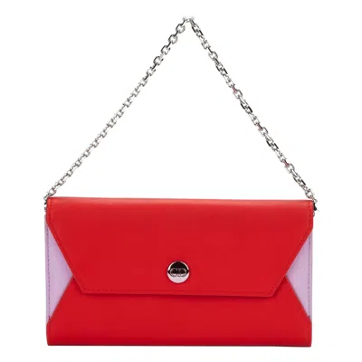 Pre-owned Dior Christian  Envelope Wallet On Chain In Red