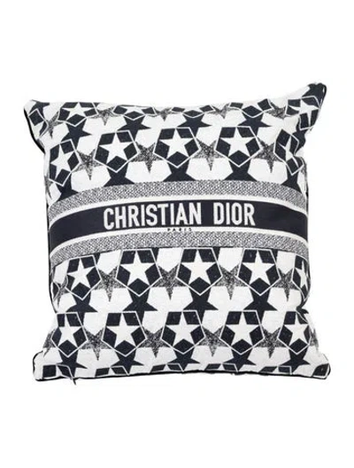 Pre-owned Dior Christian  Étoile Star Throw Pillow In Blue/white