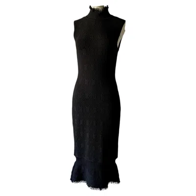 Pre-owned Dior Christian  Fall Winter 1999 Knit Turtleneck Bodycon Dress In Black