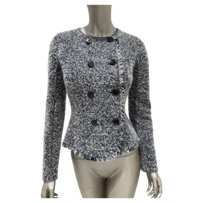 Pre-owned Dior Christian  Fall/winter 2022 Black White Tweed Cropped Jacket Sz 38