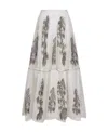 Dior Christian  Flared Mesh Midi Skirt In White
