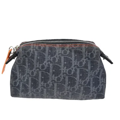 Pre-owned Dior Christian  Flight Pouch Trotter Pattern Denim Blue Denim_jeans Clutche & Pouche Bag ()
