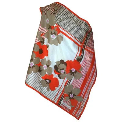 Pre-owned Dior Christian  Floral Cotton Scarf In Brown