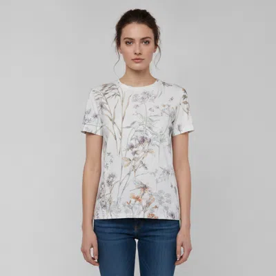 Pre-owned Dior Christian  Floral Print Crew Neck Short Sleeve T-shirt S In White
