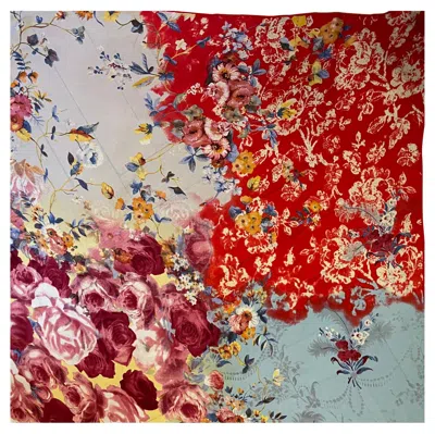 Pre-owned Dior Christian  Floral Silk Scarf In Pink