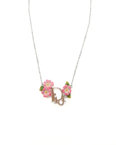 Dior Christian  Flower Necklace In Silver