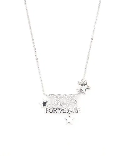 Dior Christian  For Peace Rhinestone Necklace In White