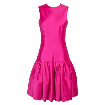 Pre-owned Dior Christian  Fuchsia Satin Sleeveless Dress, 2012 In Pink