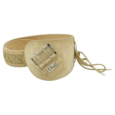 Pre-owned Dior Christian  F/w 2002 Tan Suede "admit It" Corset Wide Belt In Brown