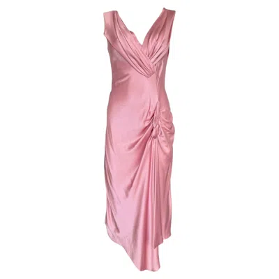 Pre-owned Dior Christian  F/w 2003 Rose Pink Silk Gown In Red