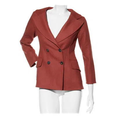 Pre-owned Dior Christian  Fw16 Rust Wool & Rabbit Hair Double-breasted Jacket Fr 36 In Brown